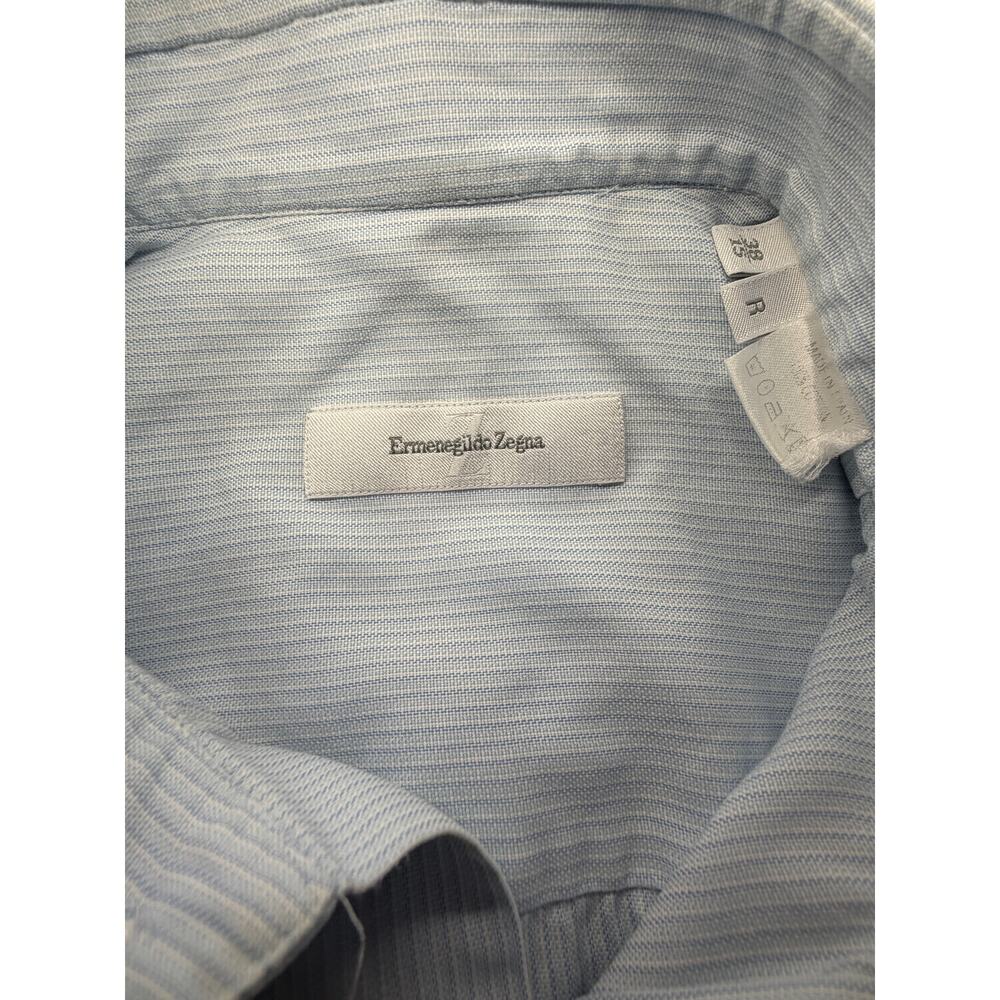 Ermenegildo Zegna Dress Shirt Blue Stripe 38 15 R - Picture 5 of 9
